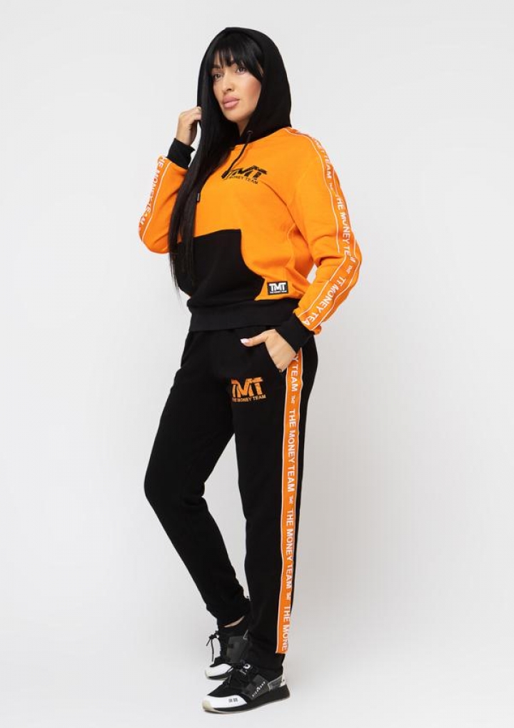 Спортивний костюм ТМТ чорно-помаранчевий з лампасом The Money Team жіночий