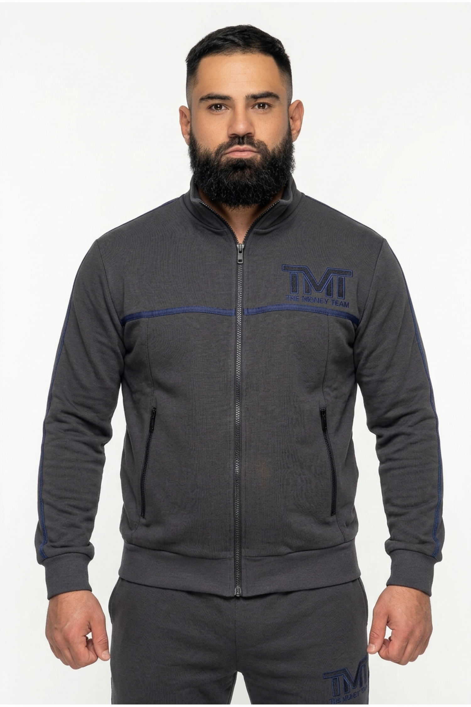 Спортивний костюм TMT The Money Team без капюшону лампаси сині графіт чоловічий