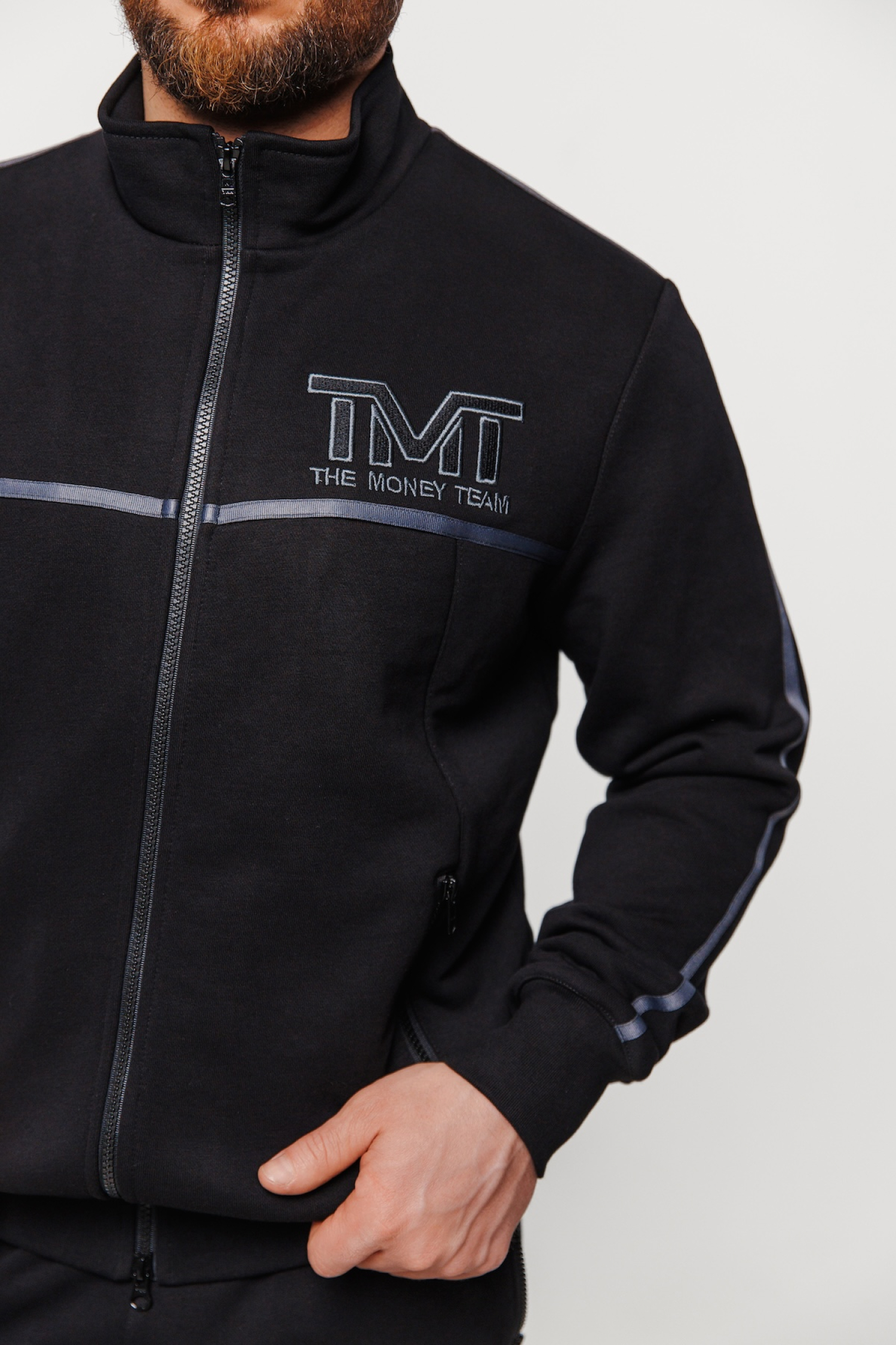Спортивний костюм TMT The Money Team без капюшону лампаси графіт чорний чоловічий