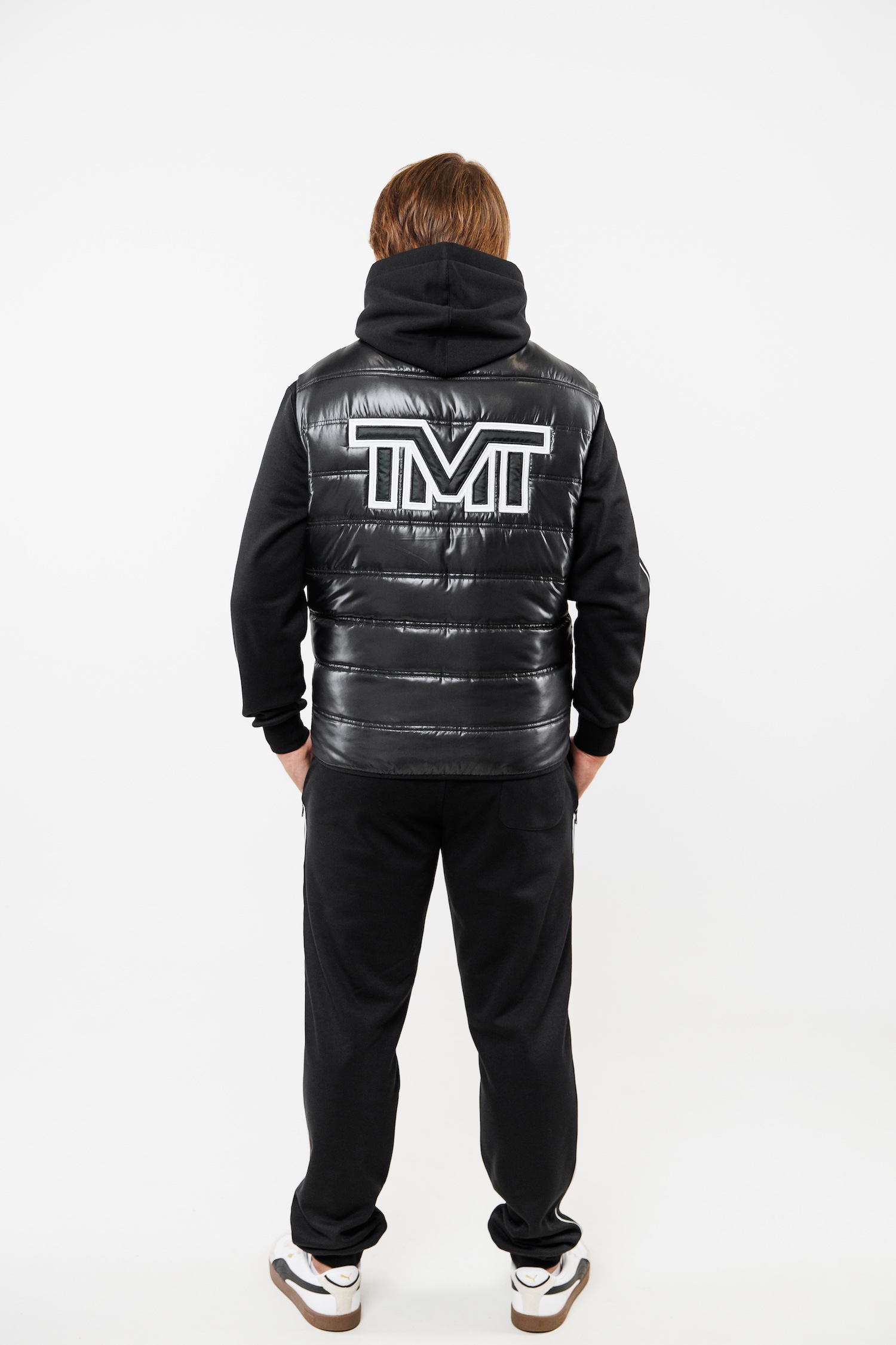 Жилет TMT The Money Team з білим лого на спині чорний чоловічий