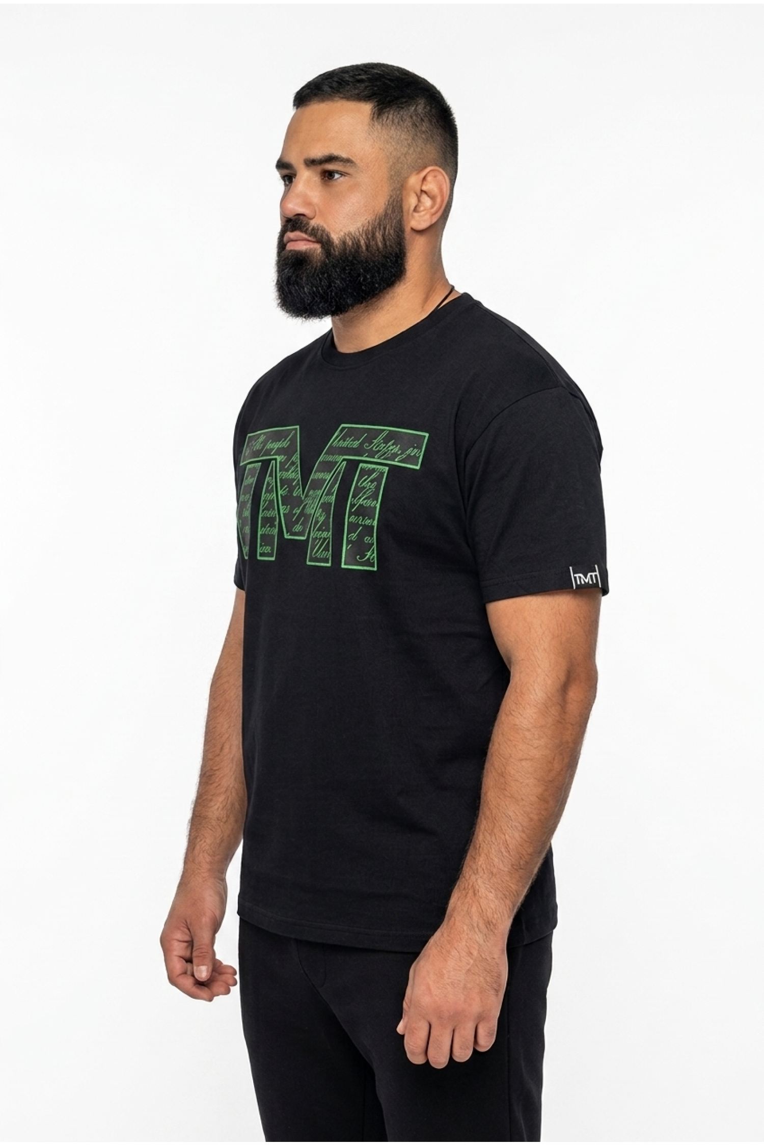  Футболка TMT The Money Team чорна з зеленим лого чоловіча