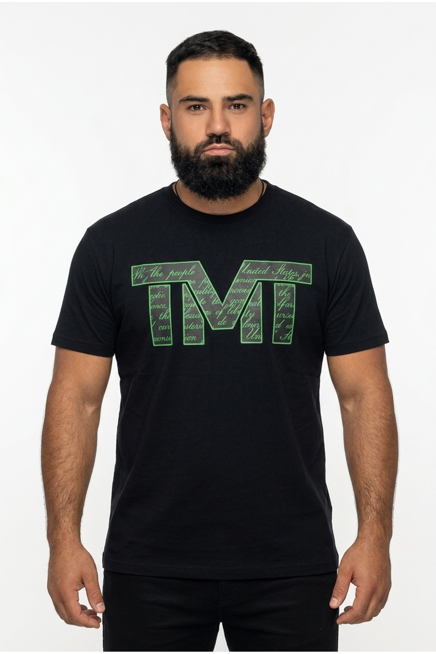  Футболка TMT The Money Team чорна з зеленим лого чоловіча