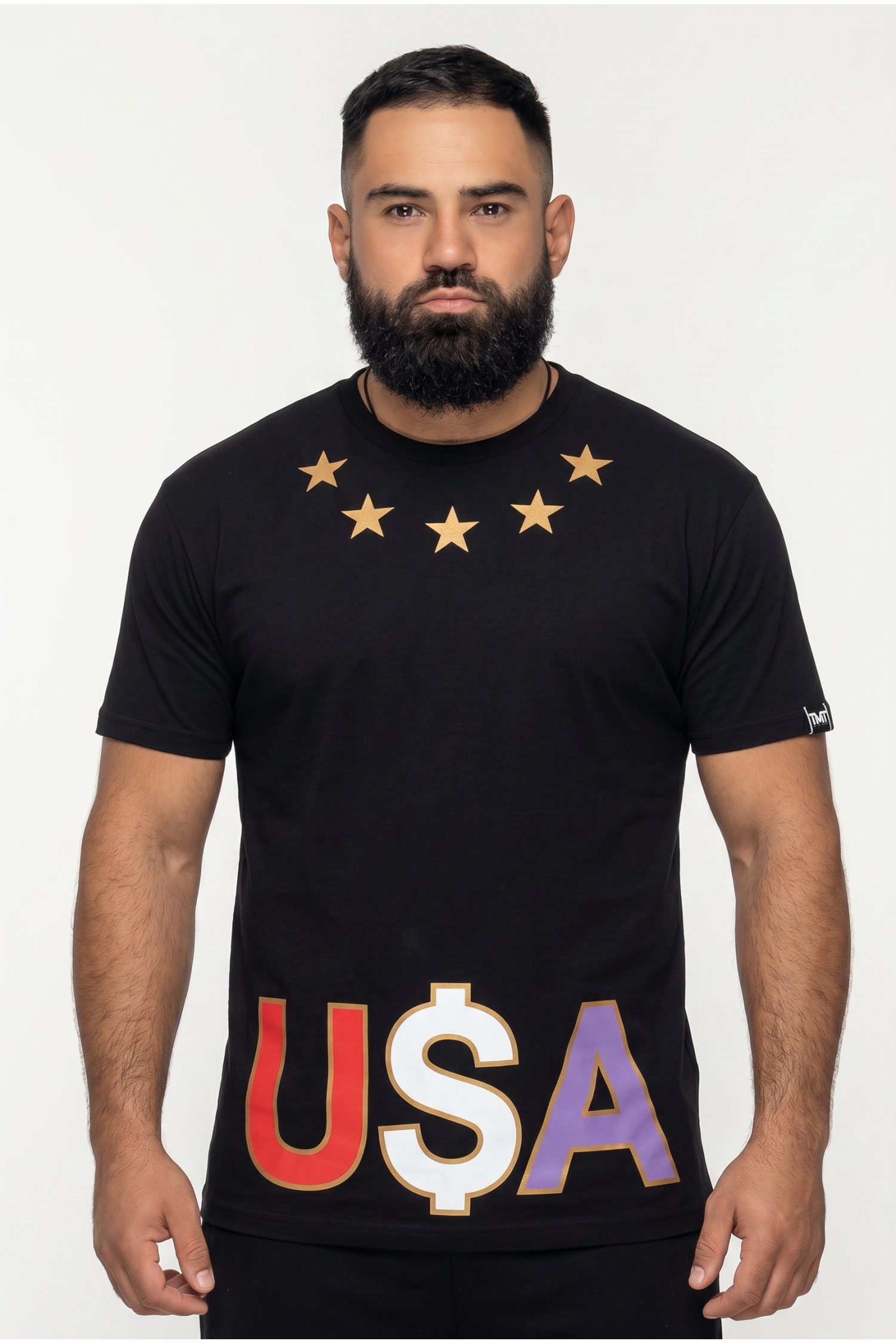  Футболка TMT The Money Team USA зірки чорна чоловіча